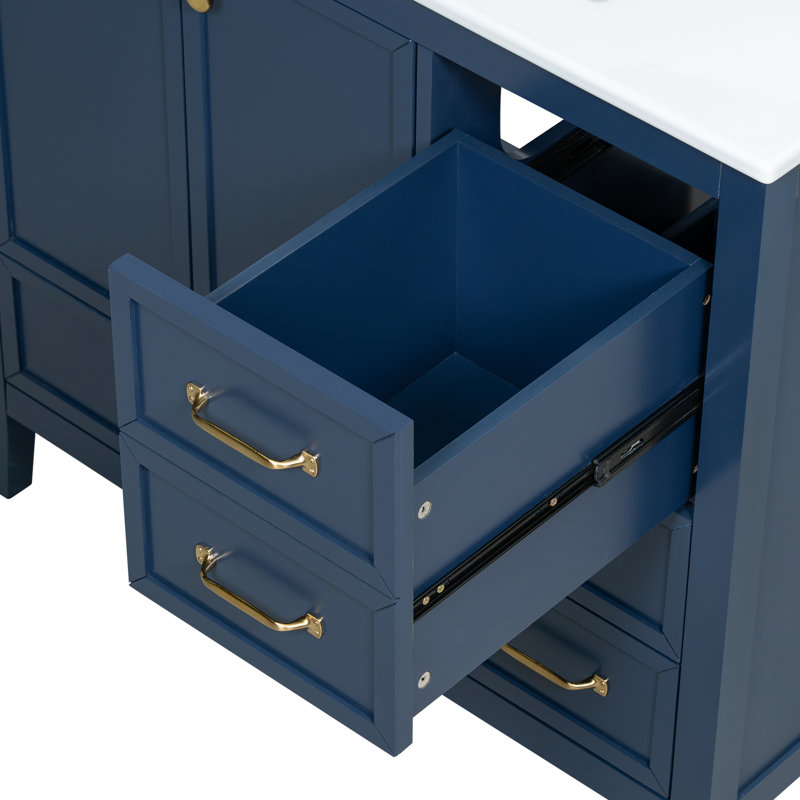 Meuble-lavabo de salle de bain avec lavabo, Bleu
