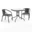 Table carrée en verre et métal de 28 po avec bordure en rotin et 2 chaises empilables en rotin Amlie-1535010309