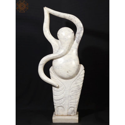 44" Statuario Marble Modern Sculpture – Large Abstract Flowing Dance Figure, Handcarved from Italian White Marble