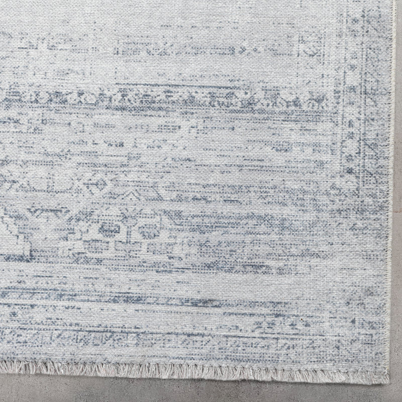Tapis oriental gris / noir en chenille tissé à la machine, Tapis de couloir 2 pi 6 po x 8 pi