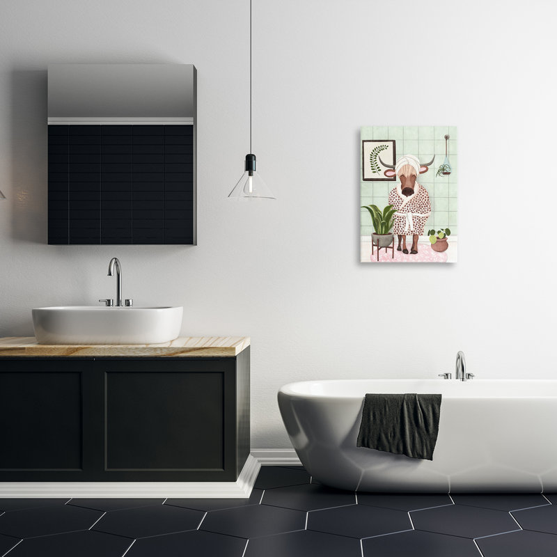 Vache dans un peignoir, art mural par JJ Design House, LLC., H 24 po x l 16 po