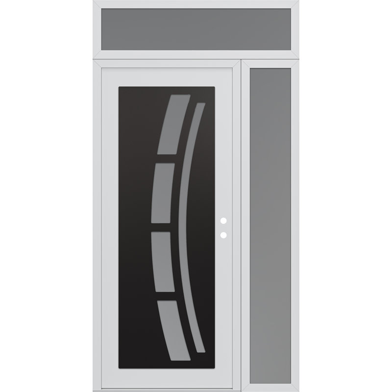 C12 à gauche 50 po X 96 po Panneau de porte en verre givré blanc et blanc à panneau avec porte d'entrée avant en verre givré Sidelite et traverse