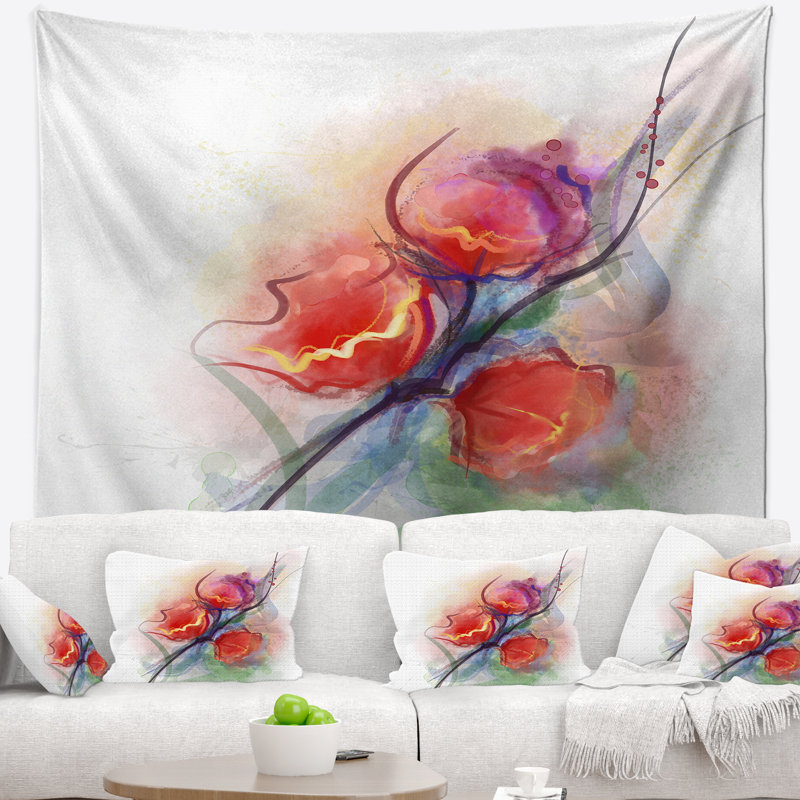 Tapisserie en aquarelle de polyester doux sur les éclaboussures avec accessoires suspendus inclus, H 32 po x l 39 po