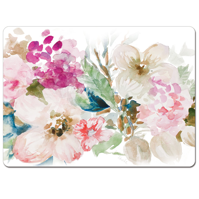 Fragrant Spring Premium Decorative Hardboard Tabletop Placemats 4-Pack
