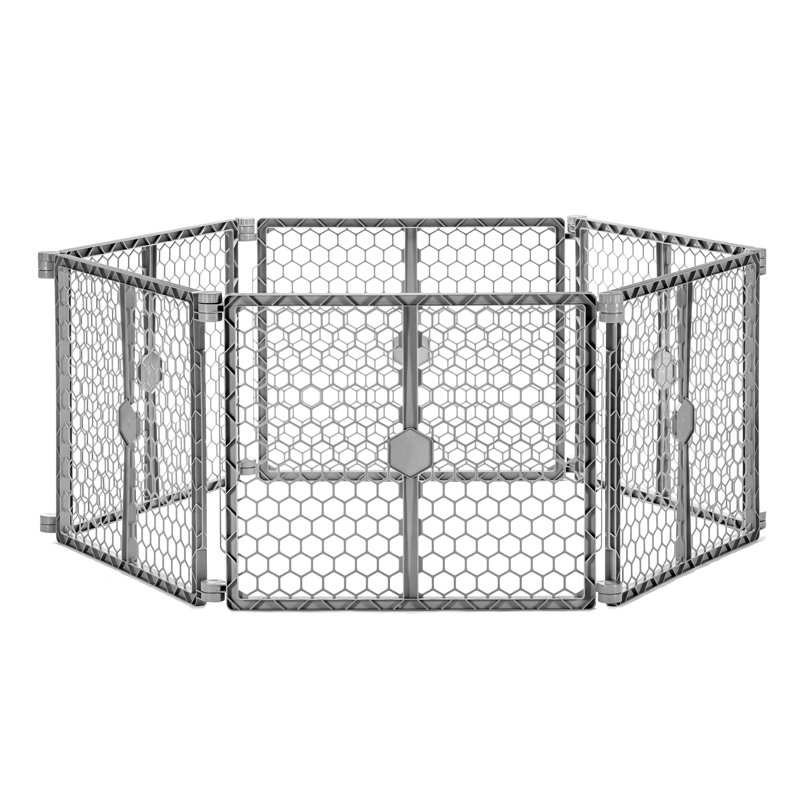 Gray Plastic 2-in-1 Pet Gate and Play Pen