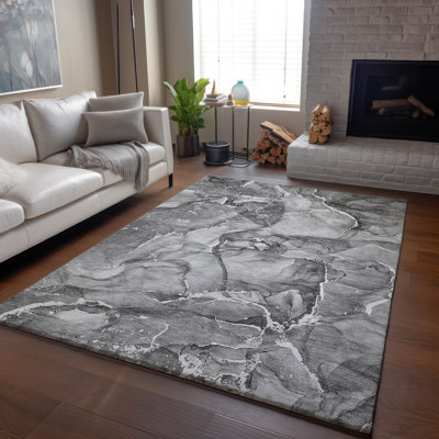 Premium Machine Washable Cerrito AMF519 Pewter Rug