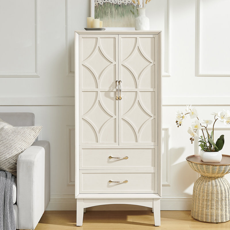 Garde-manger de 53 po de hauteur avec 2 tiroirs, Blanc antique