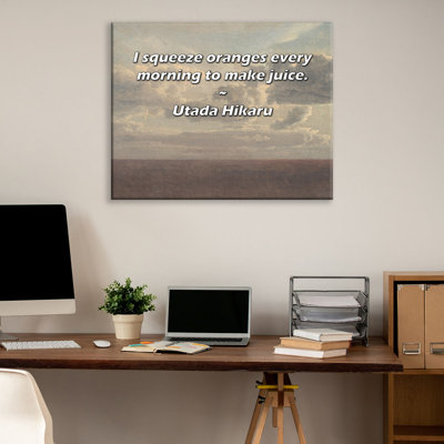 Citation artistique «Je presse des oranges chaque matin pour faire du jus». Toile tendue par By Utada Hikaru