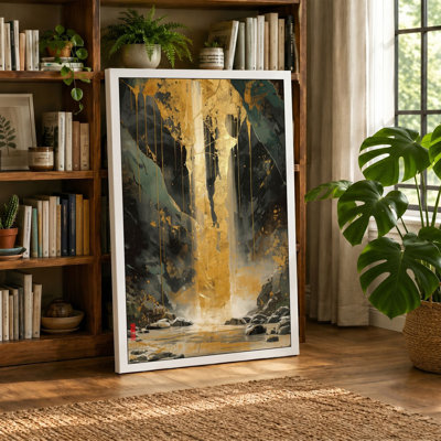 Waterfall in Shadow Landscape - Wrapped Canvas