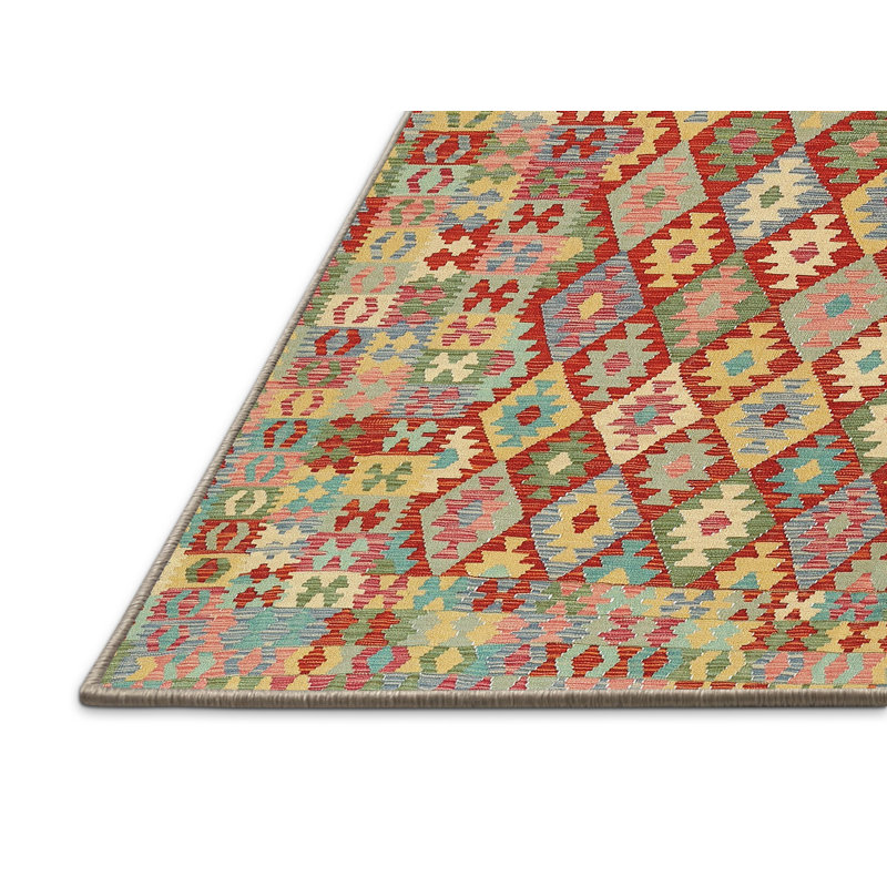 Tapis orange/jaune/vert contemporain, Rectangle 5 pi x 7 pi