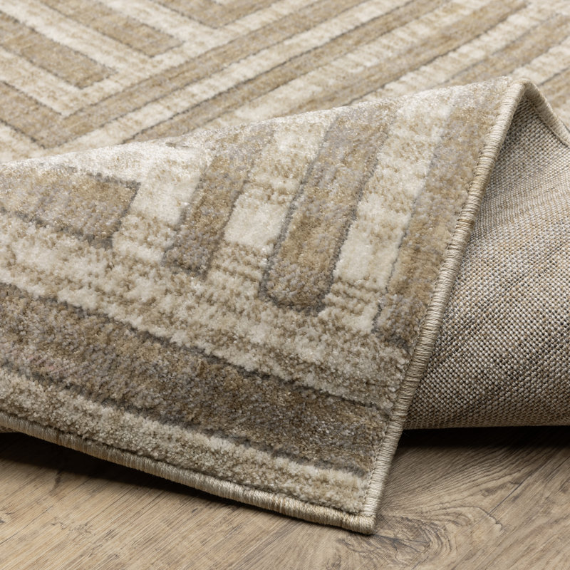 Tapis beige / ivoire Cueva, Tapis de couloir 2 pi 3 po x 7 pi 7 po