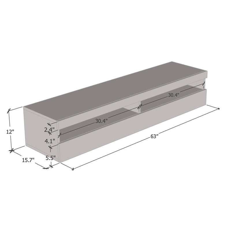 Fly Modular Floating TV Stand for TVs up to 70", Grey