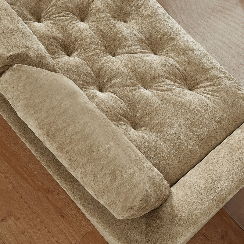 Canapé modulaire de 109 po avec support en nuage doux et tissu chenille, Kaki, Orienté à droite