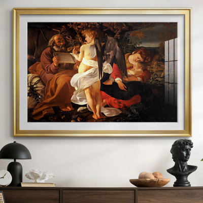 Repos sur la fuite en Égypte - Caravage - reproduction d'art avec passe-partout et verre-c. 1597