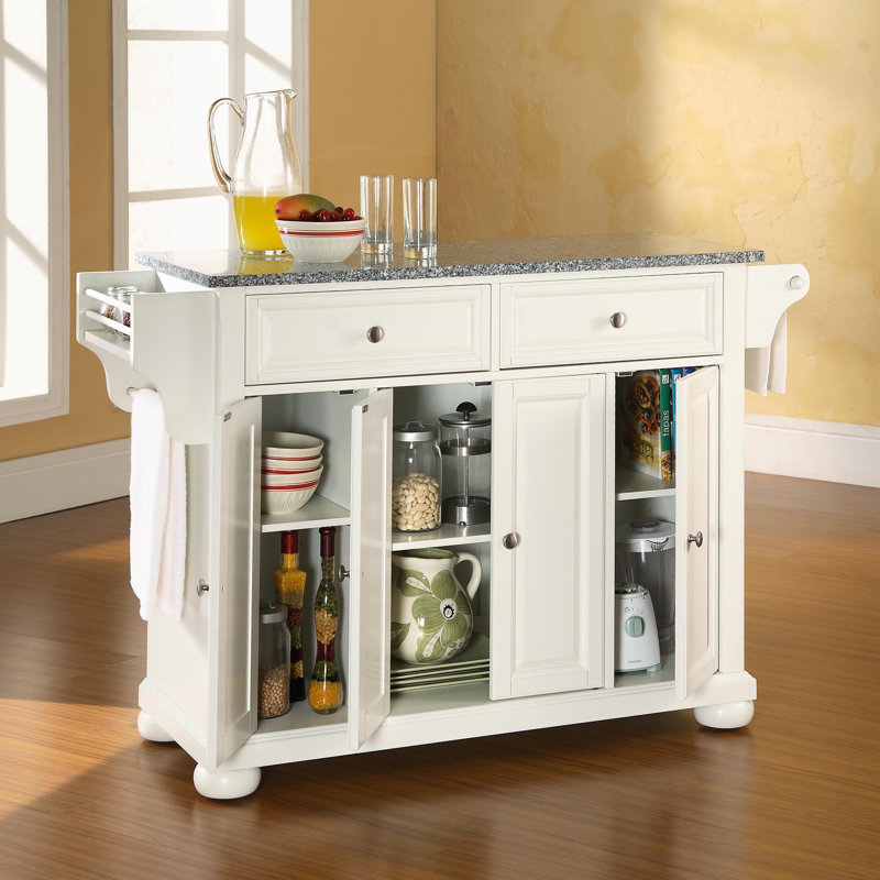 Monty Granite Top Kitchen Island, White