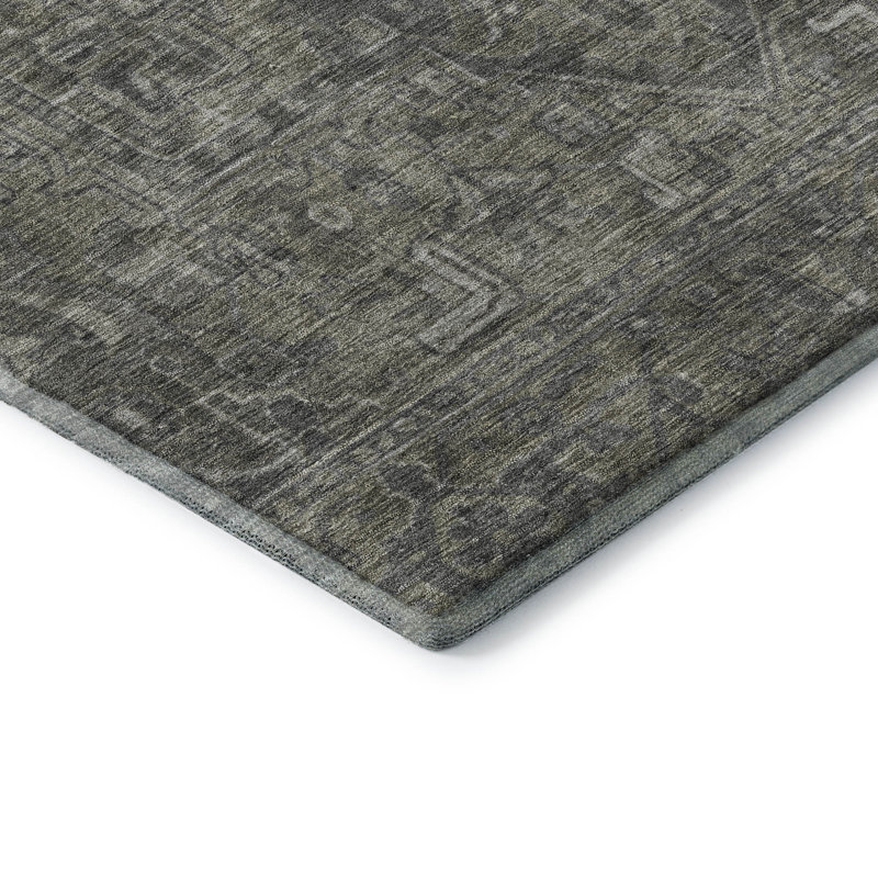 Premium Machine Washable Cerrito AMF571 Mocha Rug, Rectangle 1'8" x 2'6"