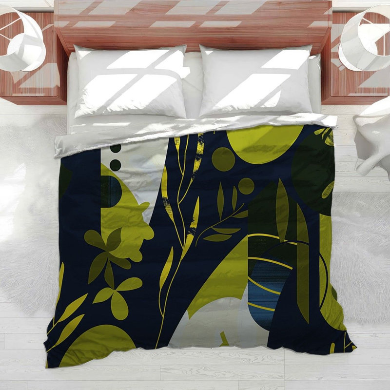 Housse de couette Trendy Floral Plush Botanical Bedding, Housse de couette très grand + 2 pièces supplém
