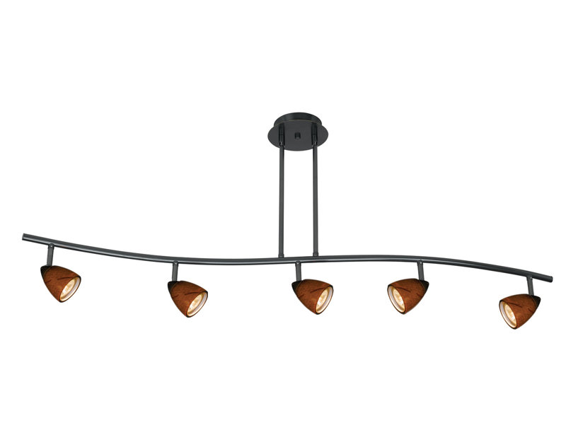Ensemble de rail d'éclairage 5 lumières Alberto, Bronze foncé, Rouge sang