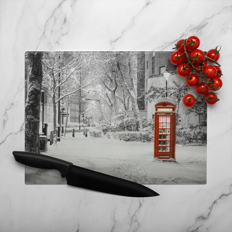 London Snow Dining Glass Chopping Board, 28cm L x 20cm W