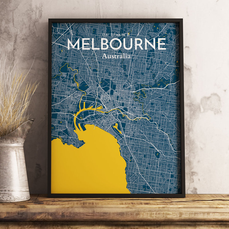 Melbourne City Map - No Frame Print, 91.4cm H x 61cm W x 0.13cm D x 0.13cm D