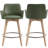 Lovetro Mid-Century Modern 26.6" H Swivel Leather Counter Stool with Wire-Brushed Solid Wood Legs-486233195