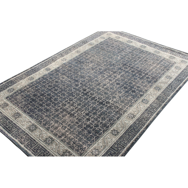 Distressed Homage Hand Knotted Wool Area Rug, Rectangle 5' x 8'