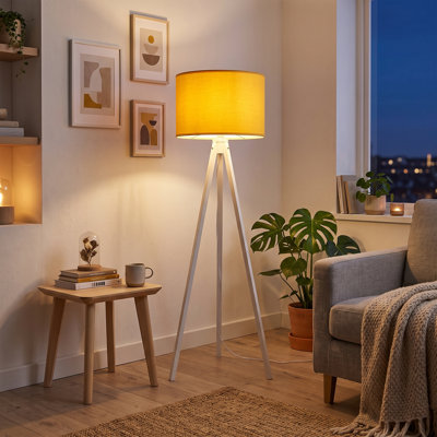 Lampe sur pied géométrique contemporain jaune nordique/blanc