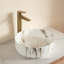 Round Vessel Ceramic Sink, 14'' With Stone Pattern, Matte White, Clean Appearance Bathroom One Construction
