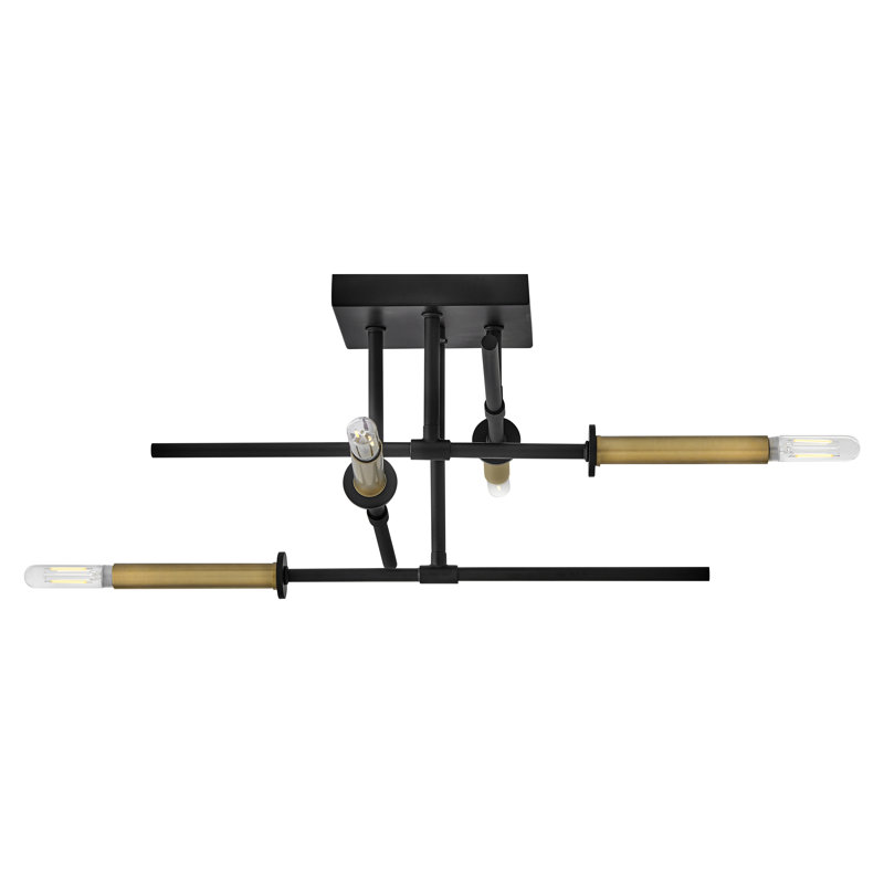 Hux 4-Light Exposed Bulb Semi-Flush Mount Ceiling Light