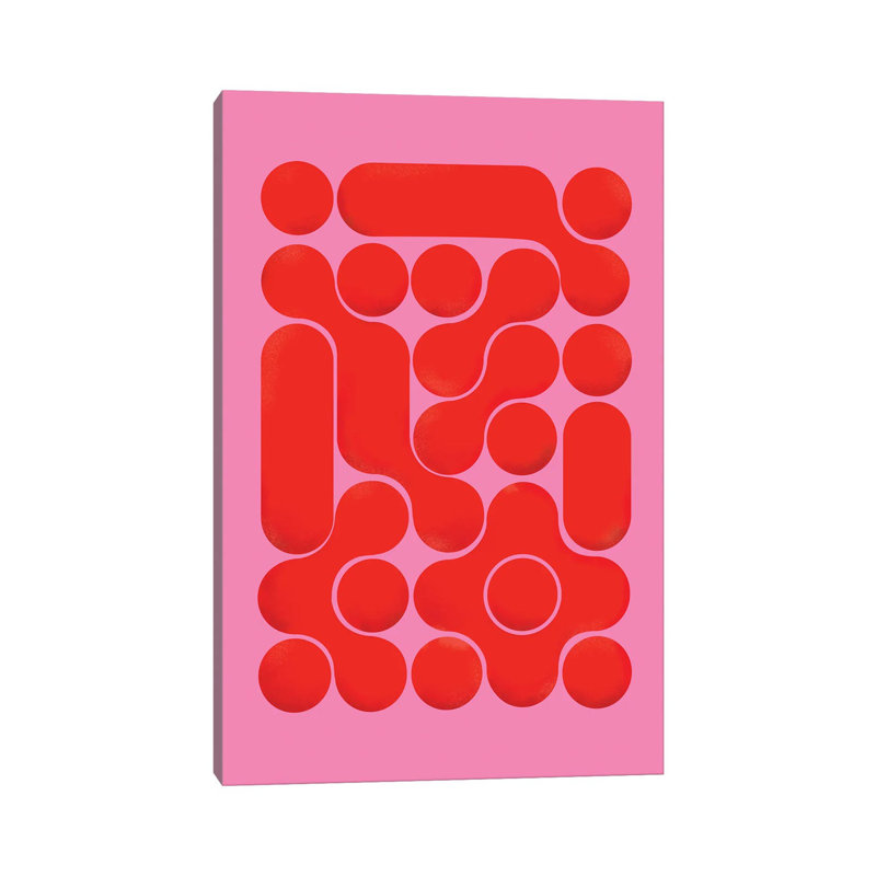 «Red Abstract On Pink» par Show Me Mars, impression sur toile tendue, H 12 po x l 8 po x P 0,75 po