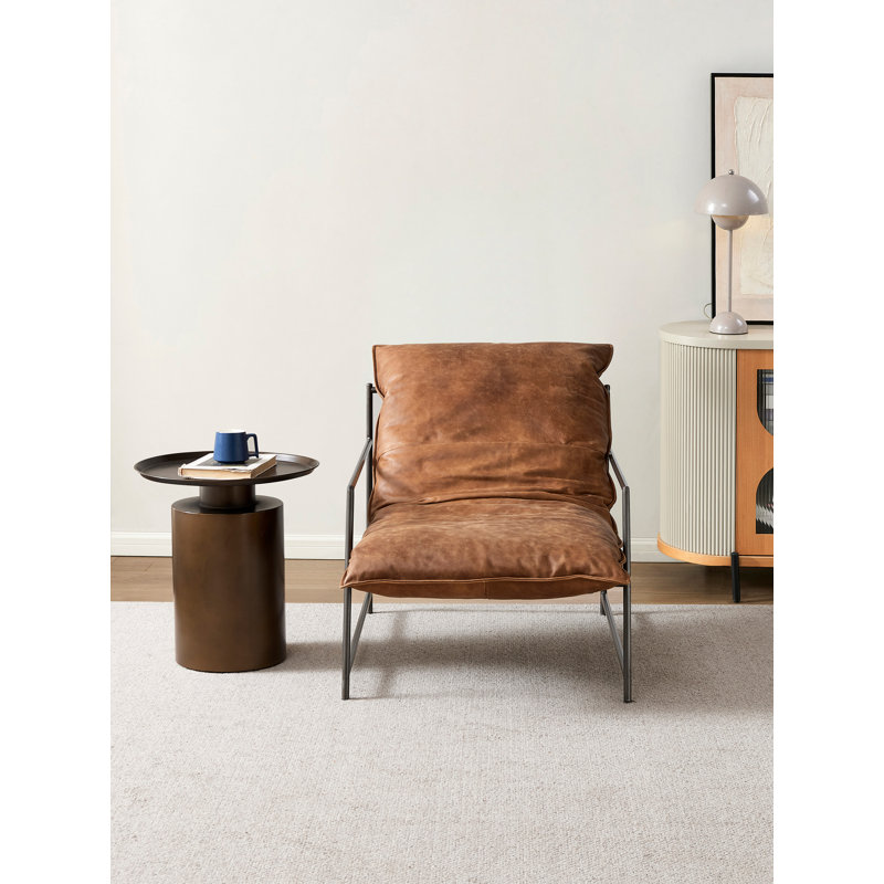 Sleepy Metal Frame Genuine Leather Leisure Chair