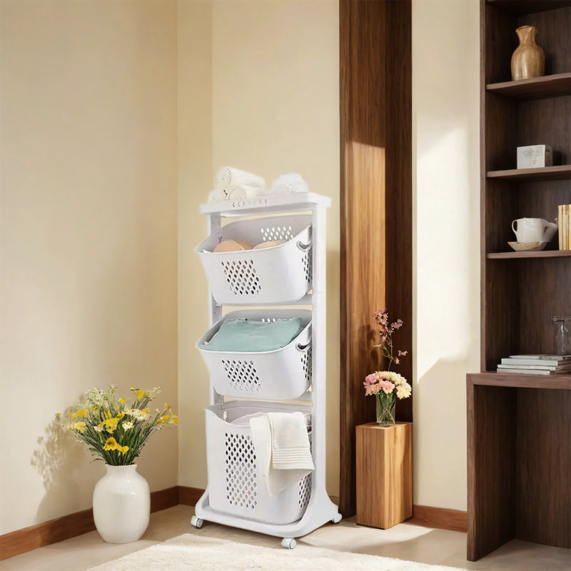 Modern Upgraded Three-tier Rolling Laundry Basket