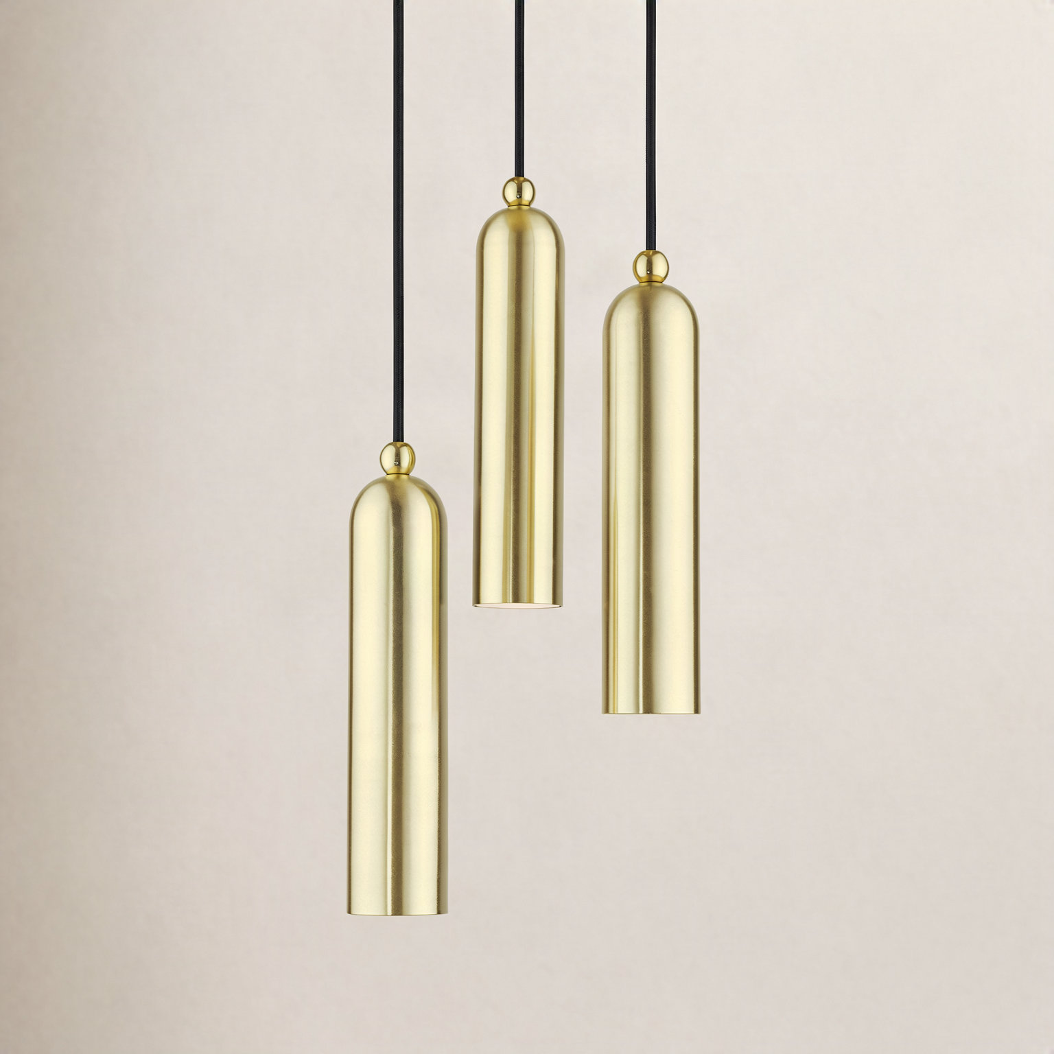 Halle 3 Light Metal Dimmable Pendant, Satin Brass