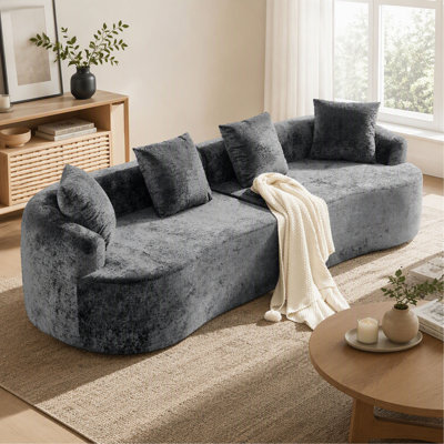 Canapé deux places incurvé, petit canapé en chenille avec 3 coussins et siège profond, aucun ensemble requis pour l'appartement et le salon
