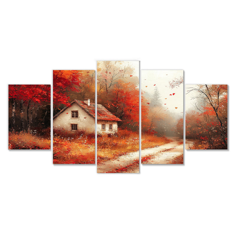 «Cottage in the Autumn Woods III», art mural campagne - décoration murale campagne