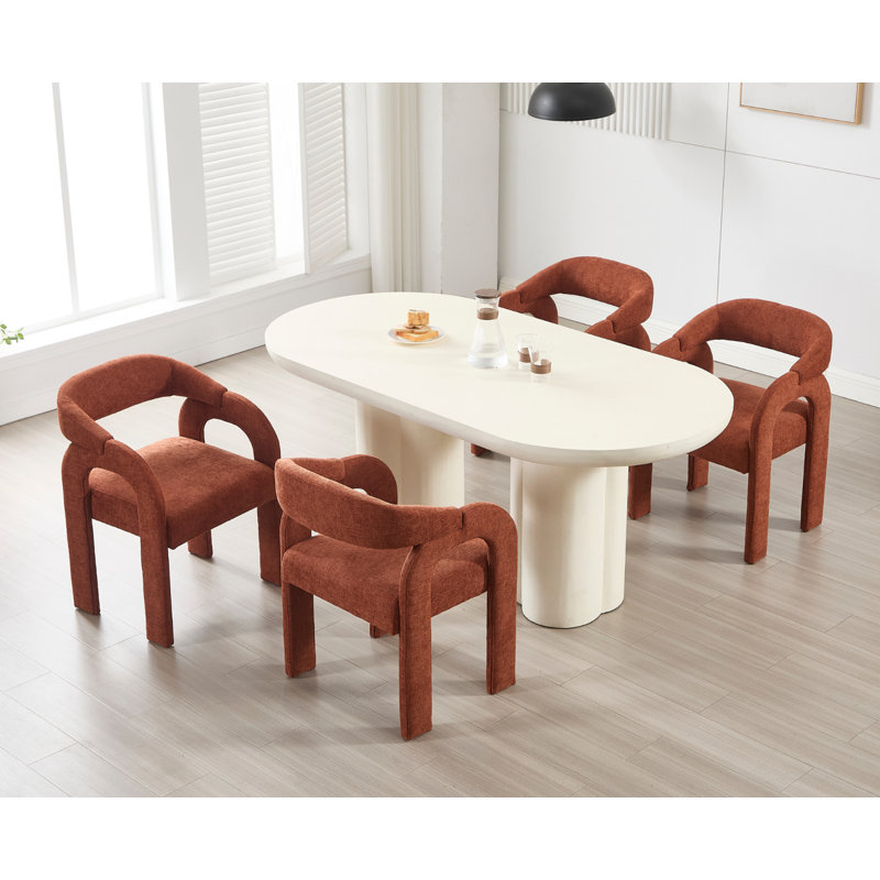 Upholstered Dining Chair, Orange, Orange