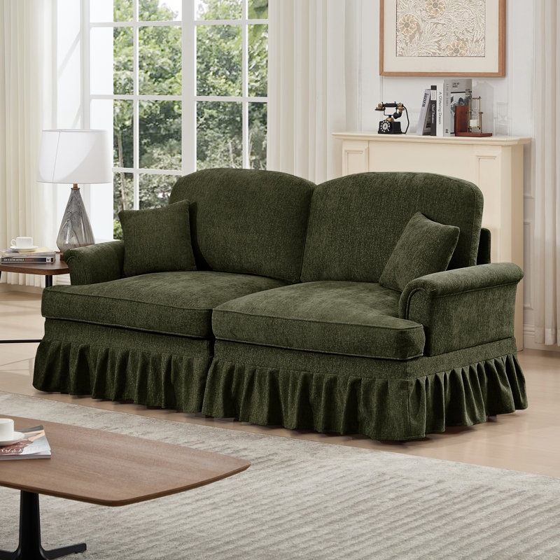 Canapé bleu à quatre places, H 36,6 po x l 76,4 po x P 32,8 po, Non, Vert