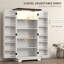Armoire de cuisine 47 po avec lumière DEL à détection, armoire de rangement de ferme avec portes, 2 tablettes réglables et 12 tablettes de porte, armoire autoportante, blanc