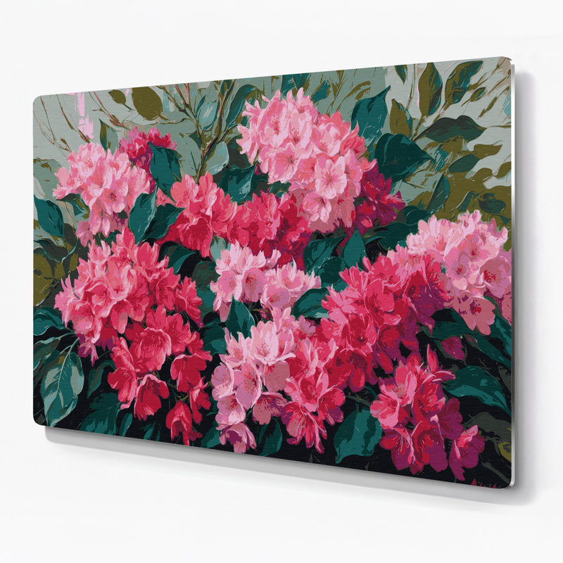 Art mural en métal Botanical Azaleas, H 144 po x l 216 po x P 0,05 po
