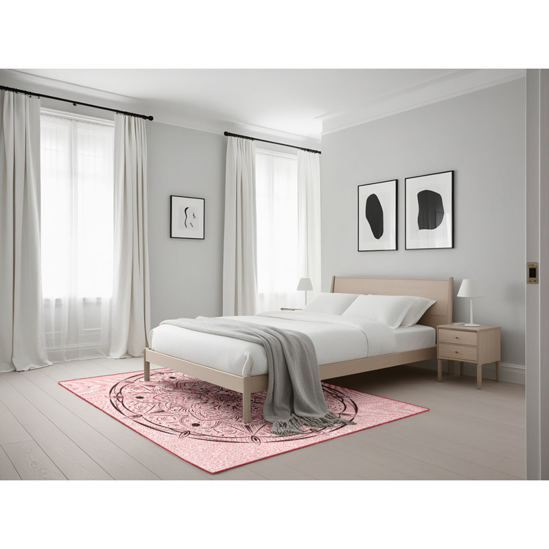 Tapis à motif oriental rose, Rectangle 5 pi x 7 pi