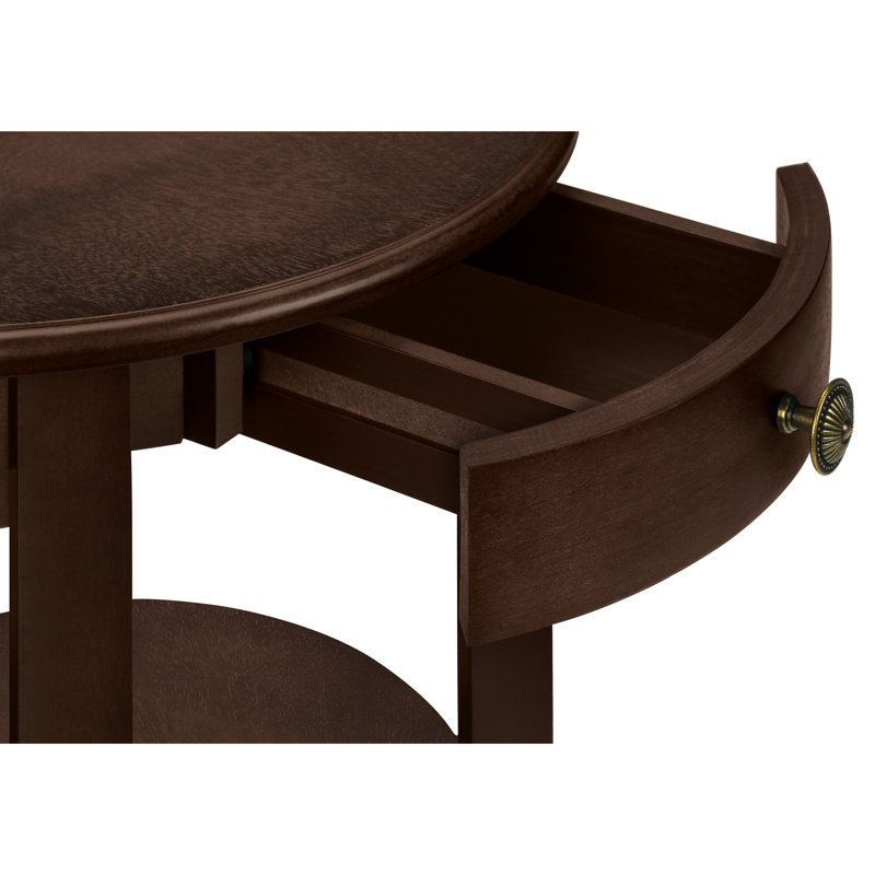 Table d'appoint en placage brun, 2 niveaux, table de rangement fonctionnelle pour la chambre à coucher et le salon - brun, accent avec style