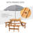 6-Seater Wooden Picnic Table And Bench Set With 3 Benches And Sunshade