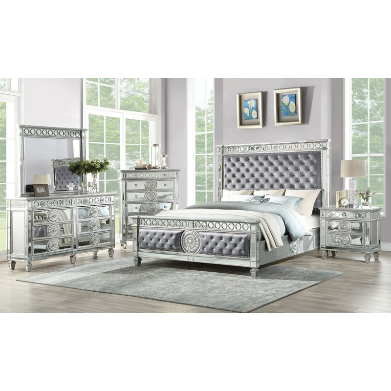 Ensemble de chambre configurable avec lit 5 pièces Varian, Grand, Noir