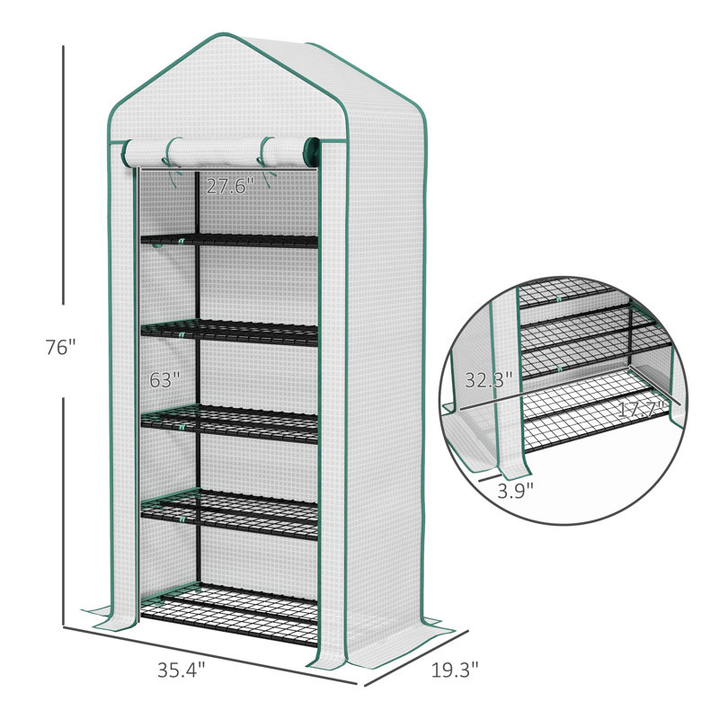 Mini serre portative avec 5 tablettes mobiles, tente de culture d'intérieur en polyéthylène et en acier pour l'intérieur