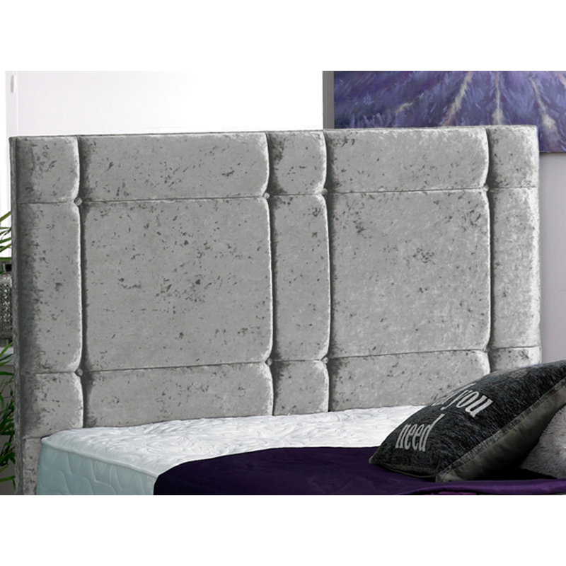 Uma Upholstered Bed, Silver Crush Velvet, Kingsize (5')