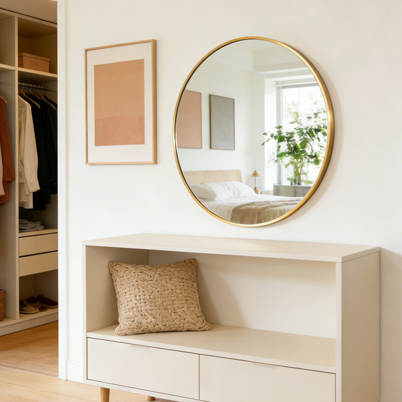 Miroir rond Garber, Or, 30 po x 30 po