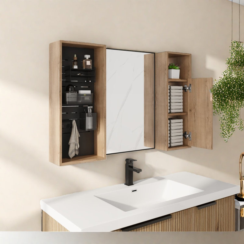 Armoires à pharmacie peu encombrantes, rangement de salle de bain moderne en contreplaqué