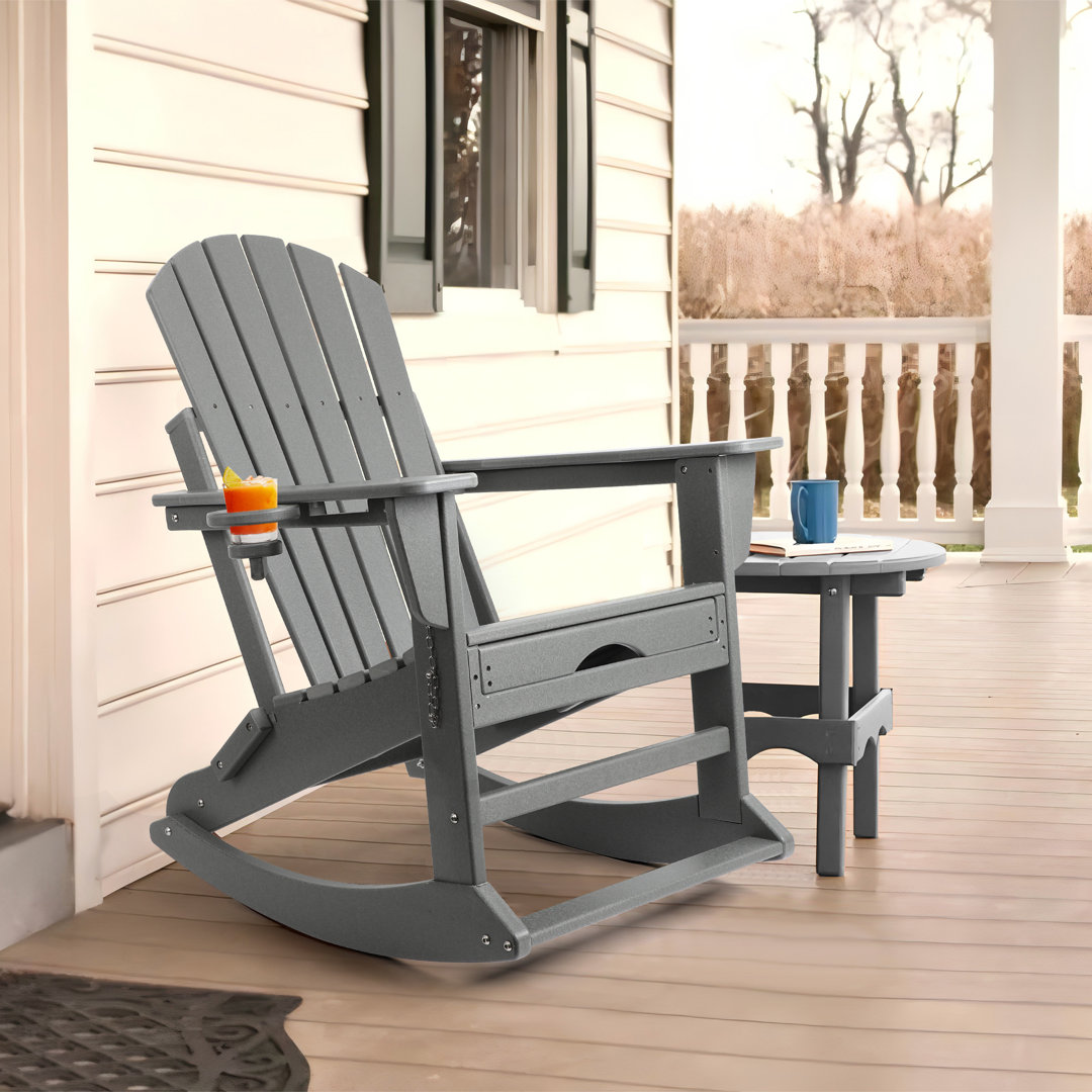 Plastic/Resin Folding and Rocking Adirondack Chair with Ottoman OLYMSOLD 