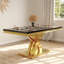 Ensemble de table de salle à manger de luxe noir et doré avec 4 chaises en cuir noires-2011508484-2011508486-2011508480