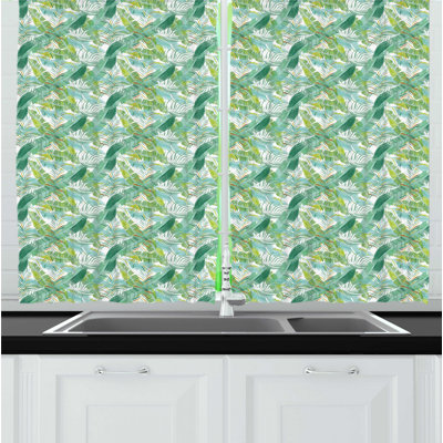 Floral Ruffled Kitchen Curtain